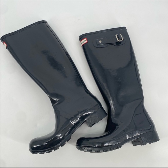 NEW! HUNTER Rain Boots Original Tour Gloss Finish Waterproof Dark Gray Size 6 - Picture 2 of 14